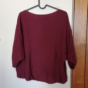 Uniqlo Ribbed Boat Neck Burgundy Blouse
